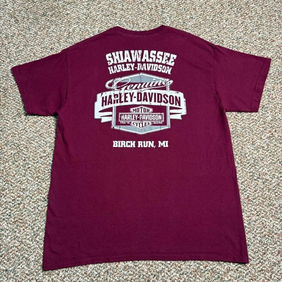 Y2K Harley Davidson Tee maroon red size L biker skater Vtg - Picture 4 of 8